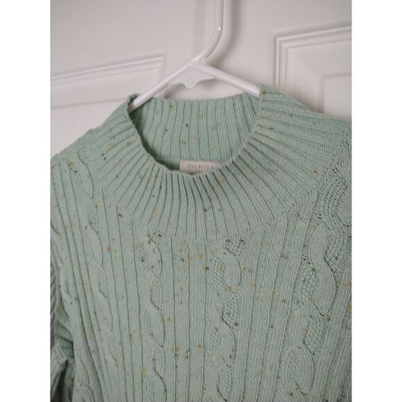 Talbots Woman S Cable Knit Sweater Sage Multicolor Dots Mock Neck Pullover... - Picture 4 of 10